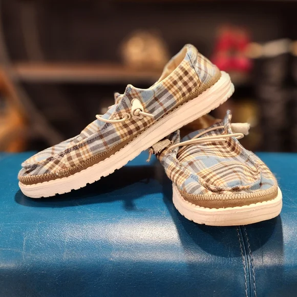 Plaid Hey Dude Shoes - Picture 1 of 4